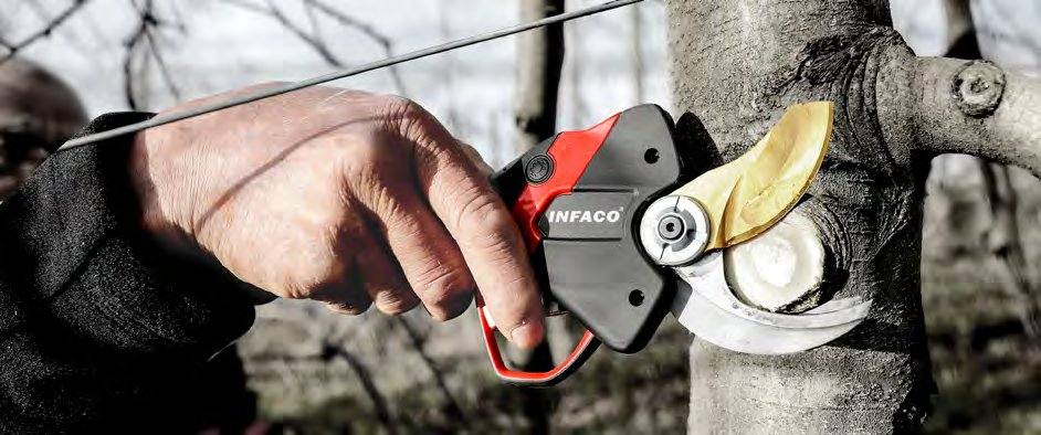 Foarfeca F3020 cu cap Medium tăind o ramură de pom